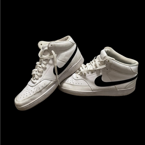 Men’s Nike Court Vision 13 Mid Next Nature Basketball Shoes Leather White Black - Picture 3 of 8